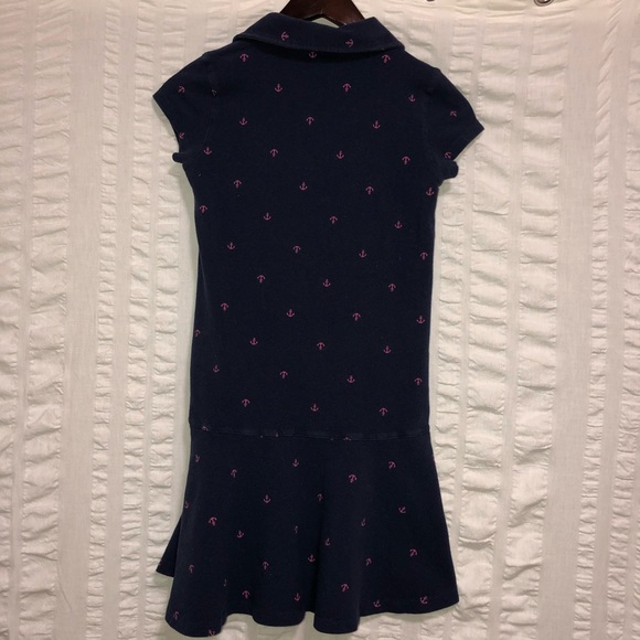 Nautica Navy Dress w/ Drop Waist Pink Anchors - Picture 2 of 3